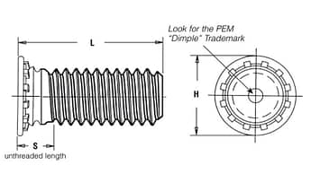 FHS-M4-10 - Self-Clinching Threaded Studs - Type FH/FHS/FHA