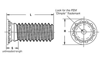 FH4-032-12 - Self-Clinching Studs for Stainless Steel Sheets