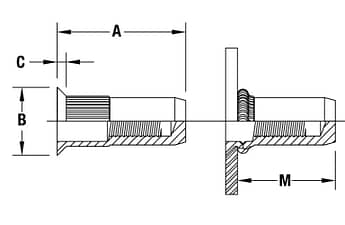 AECKS-M6-4.5BZI - Countersunk Head Knurled Round Body AECKS-M6-4.5BZI - Countersunk Head Knurled Round Body