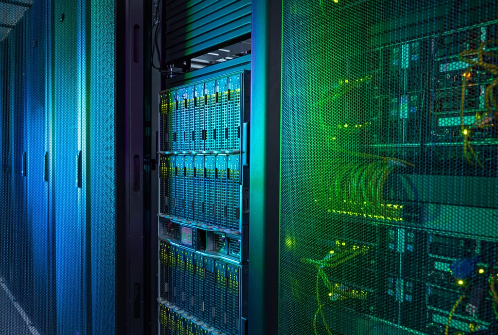 Supercomputer,,Rackmounted,Servers,In,A,Datacenter,,Modern,Telecommunications,,Artificial,Intelligence,