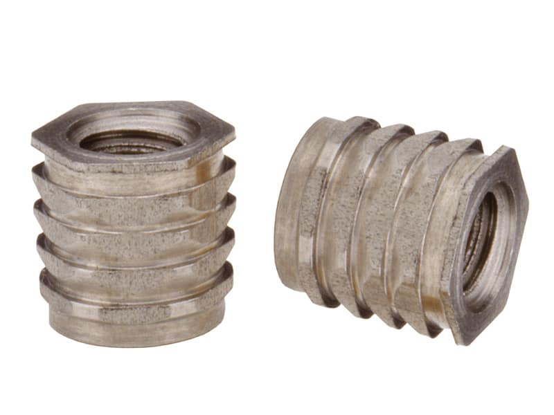 Hexagonal, ribbed threaded insert for press-in applications