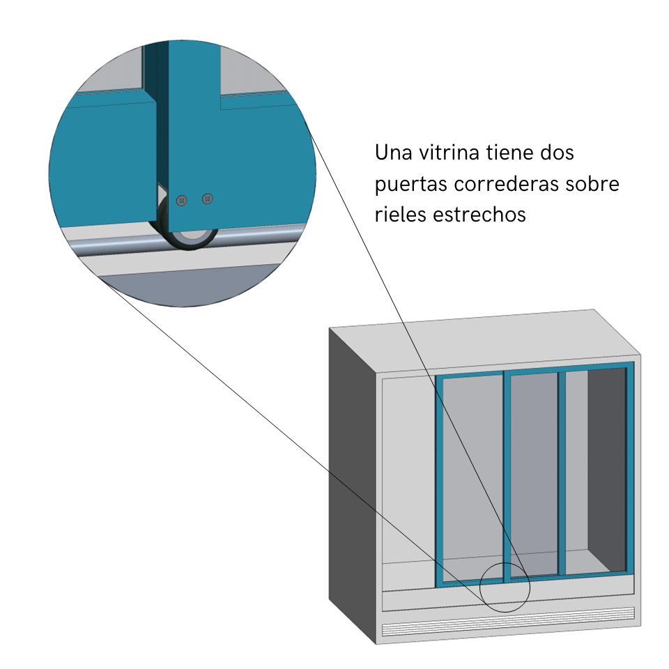 Una-vitrina-tiene-dos-puertas-correderas-sobre-rieles-estrechos