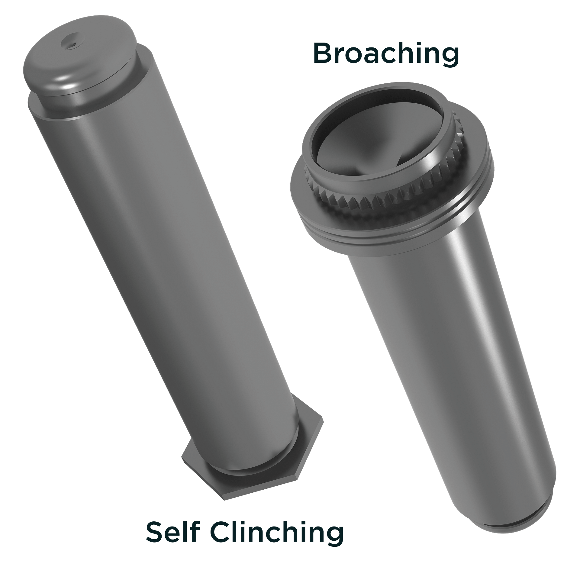 Self-clinching and broaching pins for electrical connections
