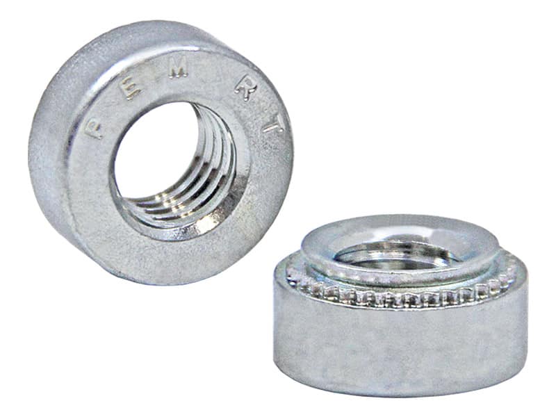 Self-clinching, ramped thread lock nut